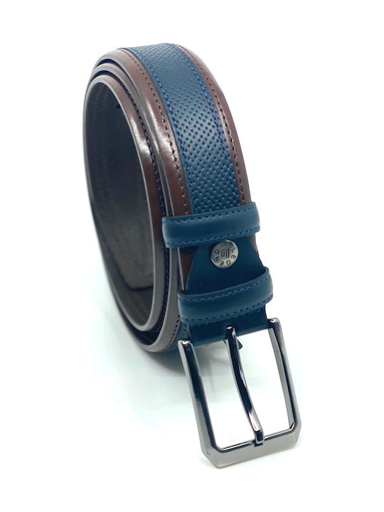 Legend Accessories Men's Leather Belt Blue / Brown