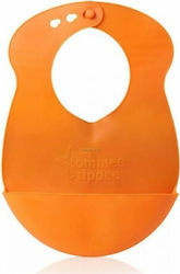 Tommee Tippee Roll N' Go Impermeabila Bavetă Silicon cu buton & Buzunar Orange