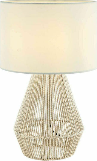 Zambelis Lights Vintage Table Lamp from Rope for Socket E27 with Beige Shade and Base