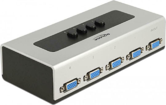DeLock VGA Switch 4 Ports Bidirectional Full HD Aσημί