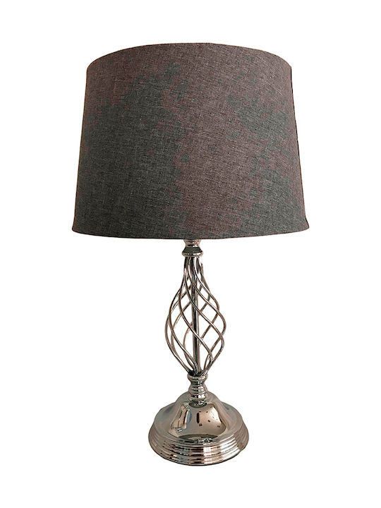 Karvounis Metall Tischlampe mit Gray Schirm und Silber Basis