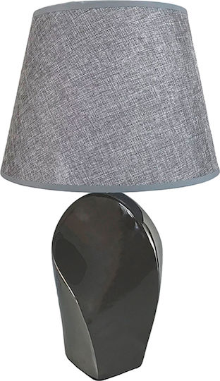 Karvounis Keramik Tischlampe mit Gray Schirm und Schwarz Basis