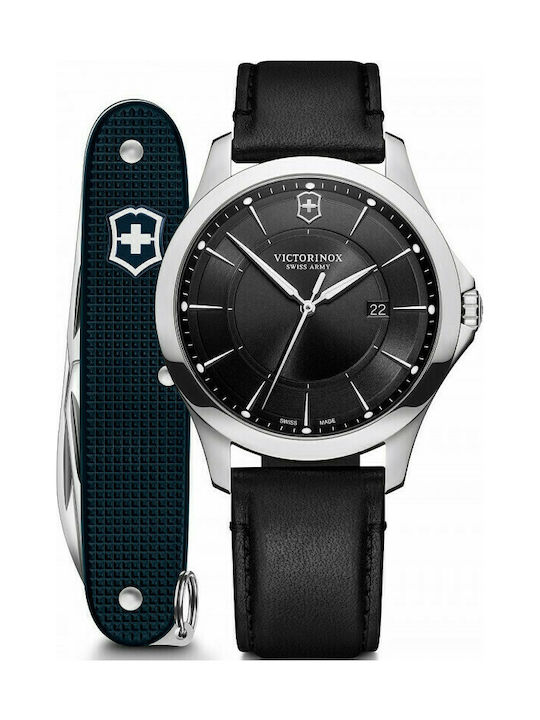 Victorinox Ρολόι Alliance Set Knife με Δερμάτινο Λουράκι σε Μαύρο χρώμα