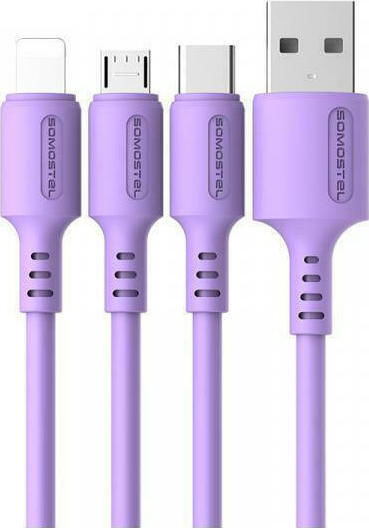 Somostel Regulär USB zu Blitzschlag / Typ-C,TC-TC / Micro-USB Kabel 3A Lila 1.2m (SMS-BP06 micro Fiolet)