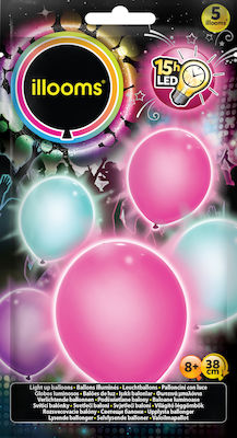 Set 5 Ballons Latex Mehrfarbig mit LEDs 23cm