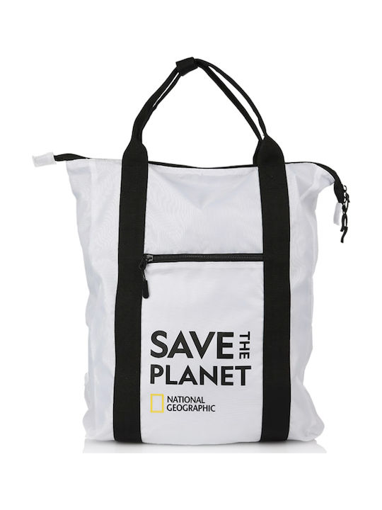 National Geographic Fabric Shopping Bag White