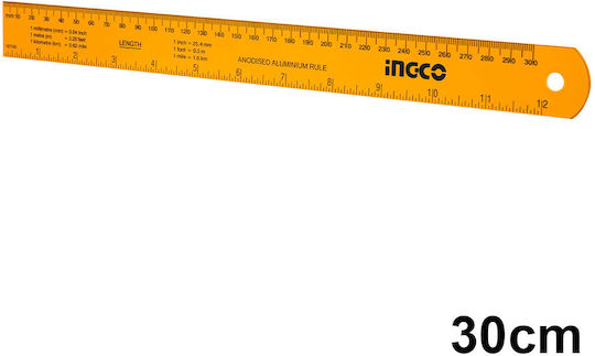 Ingco Χάρακας Αλουμινίου 30cm Πορτοκαλί