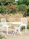 Bistro Dining Room Set for Small Outdoor Spaces 3 Pieces White with Umbrella Holder