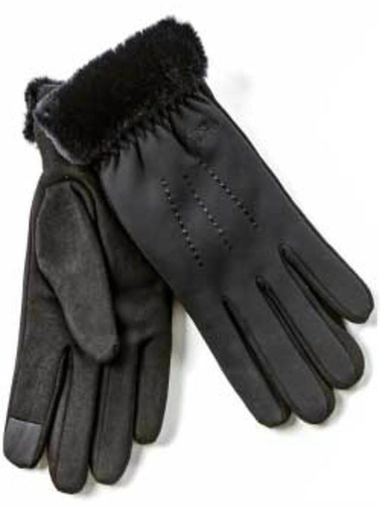 Verde Women's Touch Gloves with Fur Black 02-602