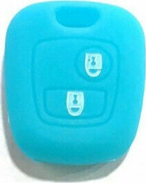 Silicone Car Key Cover Case Type-2 with 2 Buttons for Toyota Blue