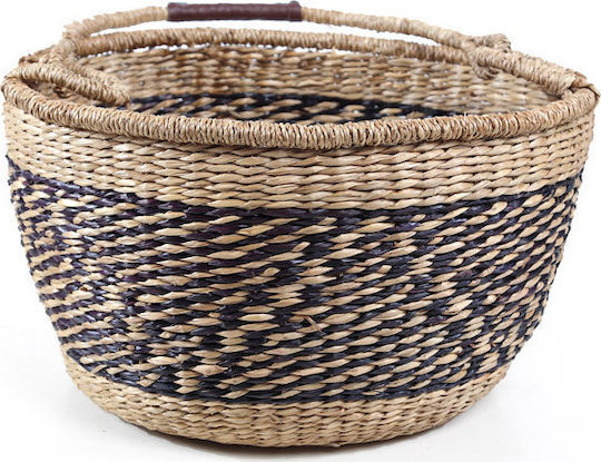 Soulworks Herbal Decorative Basket Wicker with Handles Black-Natural 40x40x22cm