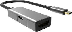 Powertech USB-C Stație de andocare cu HDMI 4K PD Gri (PTH-055)