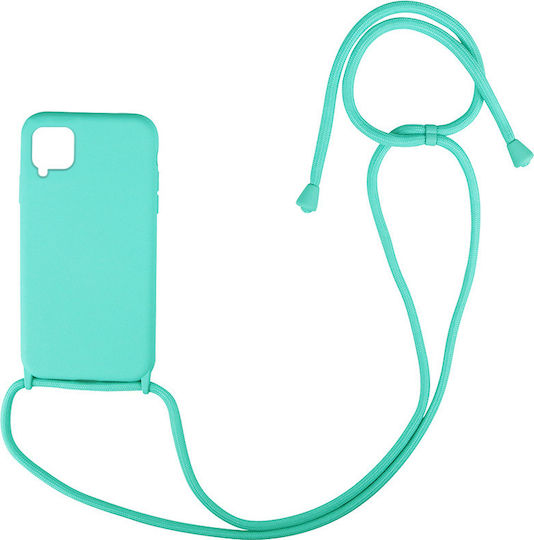 Sonique Carryhang Umschlag Rückseite Silikon 0.5mm mit Band Türkis (Galaxy A12)