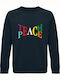 Unisex Sweatshirt, Organic "Teach Peace", French Navy