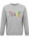 Unisex Sweatshirt, Organic "Teach Peace", Grey melange