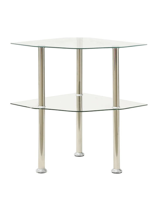 Oval Glass Side Table Διαφανές L38xW38xH50cm