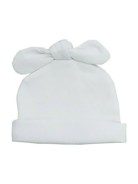 Beboulino Kinder Mütze Stoff Weiß für Neugeborene