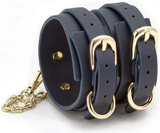 Ns Novelties Bondage Couture Vinyl Ankle Cuff Handcuffs in Blue Color