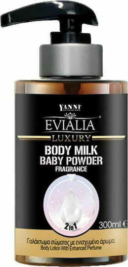 Yanni Extensions Baby Powder Evialia Feuchtigkeitsspendende Lotion Körperpflege mit Duft Karamell für Sehr Trockene Haut 300ml