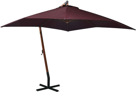 Umbrelă Suspendată Rotundă Din Lemn Burgundy Φ3m