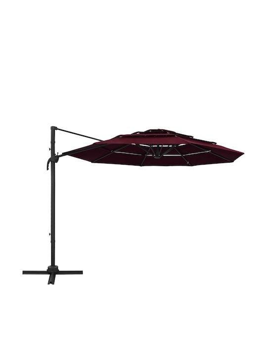Hanging Circular Aluminum Burgundy Parasol Φ3xΥ...