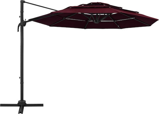 Umbrelă Suspendată Rotundă Din Aluminiu Burgundă Φ3xÎnălțime2.47m