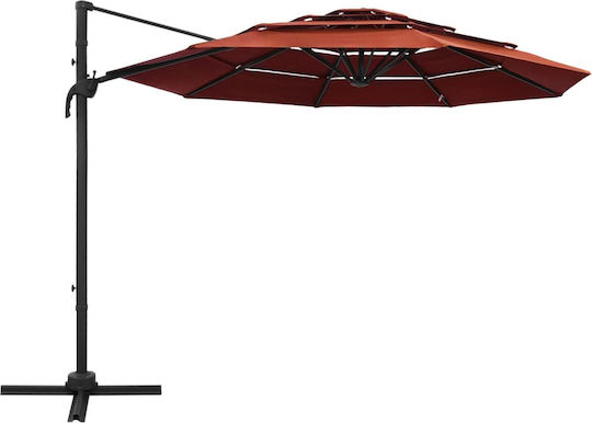 Hanging Circular Aluminum Parasol Terra Cotta Diameter 3m