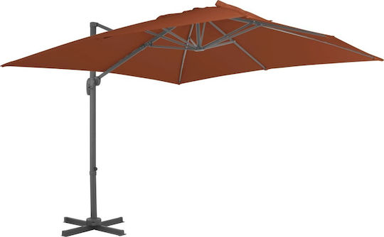 Hängender Quadratischer Aluminium Gartenschirm Terra Cotta 4x3m