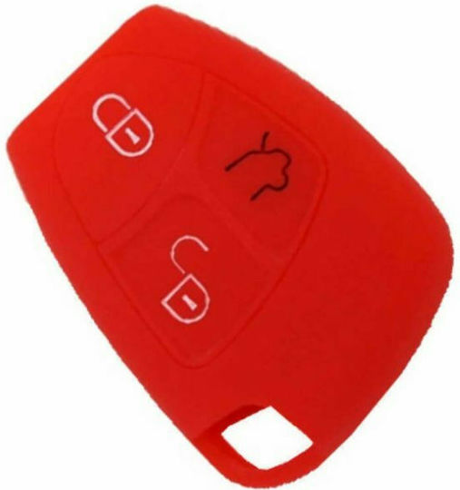 Silicone Car Key Cover Case with 3 Buttons for Mercedes Benz Orange