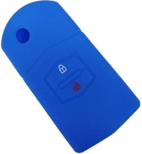 Silicone Car Key Cover Case with 2 Buttons for Mazda Blue