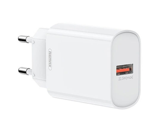 Remax Φορτιστής Χωρίς Καλώδιο με Θύρα USB-A 22.5W Quick Charge 3.0 Λευκός (RP-U72)