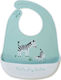 Fiko Zebra Waterproof Bib Silicone with Button & Pocket Light Blue for 6 m+