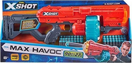 Zuru X-Shot Max Havoc С 48 Снаряда Оръжия С Дунапренени Стрелички