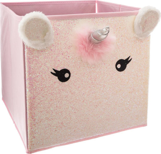 Детска кутия за съхранение сгъваема Unicorn Розов 29x29x29см 1бр