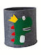 ecarla Children's Storage Box made of Fabric Dinosaur Gray 35x35cm 1pcs