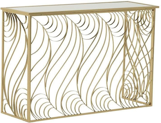 Console Table Metal with Glass Surface Χρυσή L120xW40xH80cm