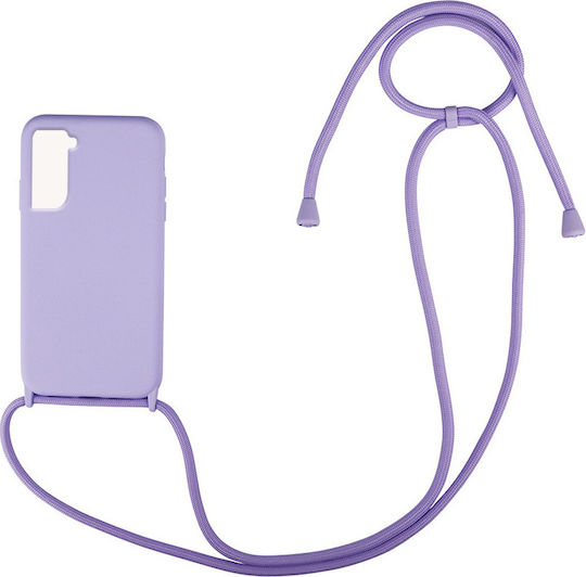 Sonique Carryhang Back Cover Silicone 0.5mm with Strap Lilac (Galaxy S21+)