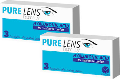 Pure Lens Hyalouronic Acid 6 Μηνιαίοι Φακοί Επαφής Υδρογέλης με UV Προστασία 2x3τμχ