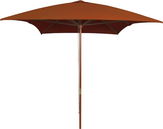 Quadratischer Holz-Terrassen- und Garten-Sonnenschirm Terra Cotta 2x3xHöhe 2,5 m