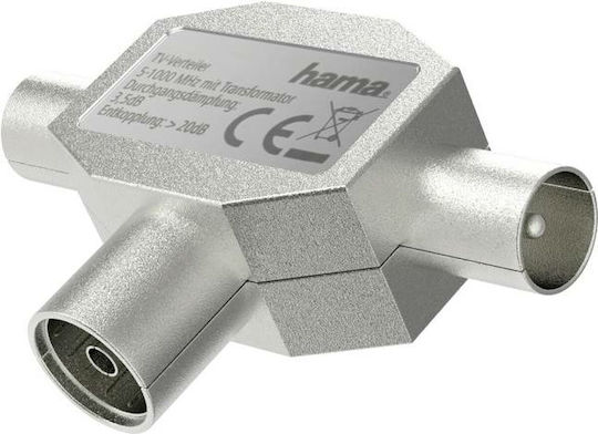 HAMA Convertor Coaxial feminin în Coaxial masculin Argintiu 1buc 00205236