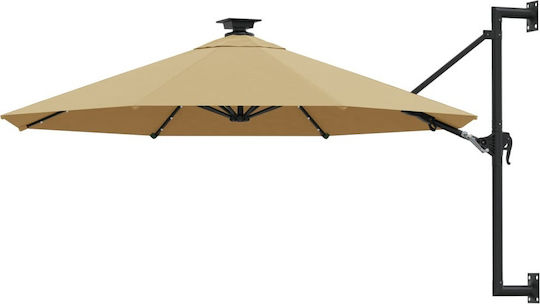 Wall Mounted Circular Metal Parasol Taupe Diameter 3xHeight 1.31m