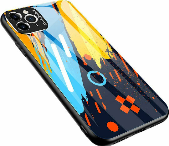 Hurtel Color Glass Pattern 1 Umschlag Rückseite Kunststoff Blue/Yellow/Orange (iPhone 11 Pro Max)