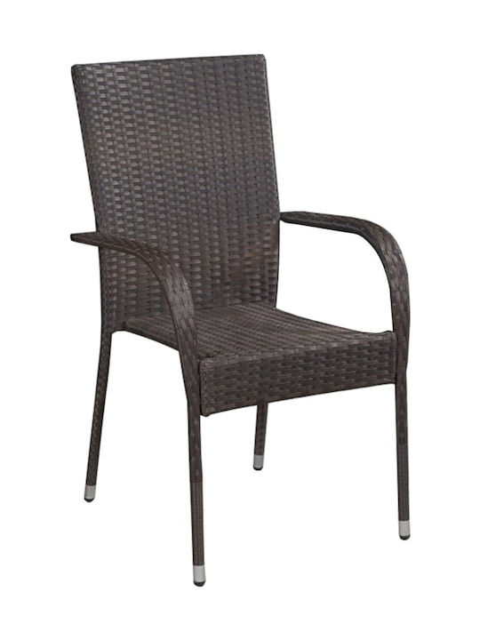 Καρέκλα Εξωτερικού Χώρου Rattan Καφέ 6τμχ 55.5x53.5x95εκ.