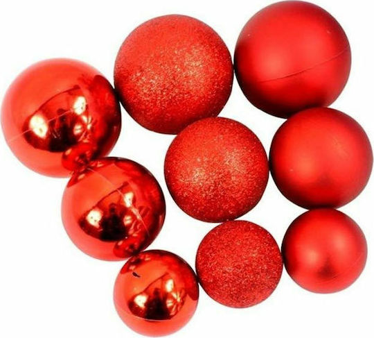 Hanging Ball Ornament Ornament Plastic Red Set 70pcs