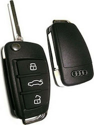 Κέλυφος Κλειδιού Αυτοκινήτου Audi με 3 Κουμπιά και Ανάγλυφο Σήμα