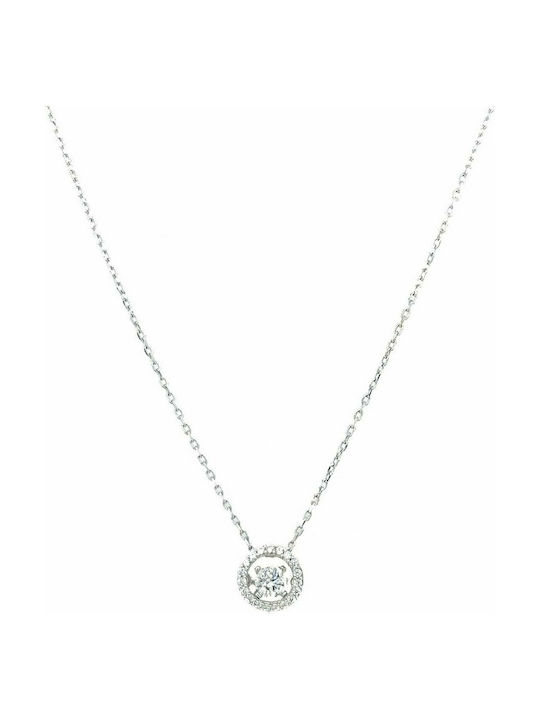 Mertzios.gr Necklace from White Gold 9 K with Zircon