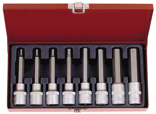 Allen Chrome Vanadium Long Walnut with Allen Head and Socket 1/2'' H10 / H12 / H14 / H4 / H5 / H6 / H7 / H8 8pcs