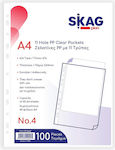 Skag Πλαστική Ζελατίνα για Έγγραφα Τύπου "Π" A4 με Τρύπες 40mic
