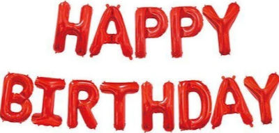 Set of 13 Balloons Foil Red Birthday-Celebration Letters 35cm