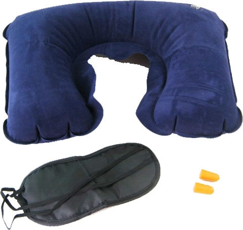 Travel Set Earplugs, Mask and Pillow 19x14x4cm Blue